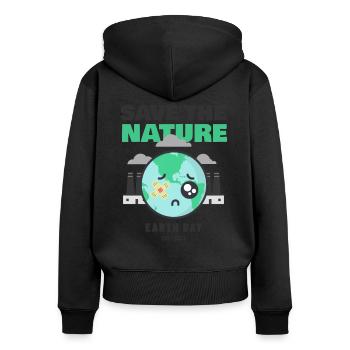 Save The Nature Earth Day Love The World - Frauen Premium Bio Zip Hoodie - Schwarz - Hinten - Julia (174cm)