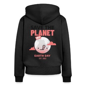 Save The Planet Earth Day Love The World - Frauen Premium Bio Zip Hoodie - Schwarz - Hinten - Julia (174cm)