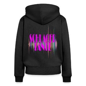 SCHLAGERTANTE - Frauen Premium Bio Zip Hoodie - Schwarz - Hinten - Julia (174cm)