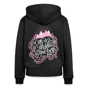 Not All Wanderers Are Lost in Pink - Women's Premium Organic Zip Hoodie - black - Back - Julia (174cm)