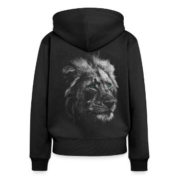 Tête de lion - Sweat à capuche zippé Premium bio Femme - noir - Dos - Julia (174cm)