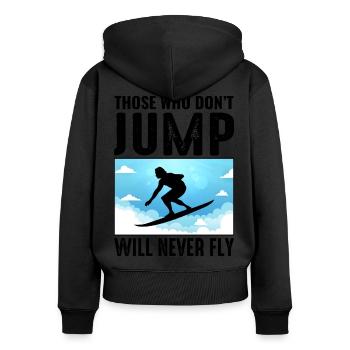 Skysurf Parachutisme Extreme Sport Skydiver Drôle - Sweat à capuche zippé Premium bio Femme - noir - Dos - Julia (174cm)