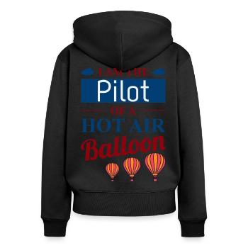 Montgolfière Montgolfière Pilote de montgolfière - Sweat à capuche zippé Premium bio Femme - noir - Dos - Julia (174cm)