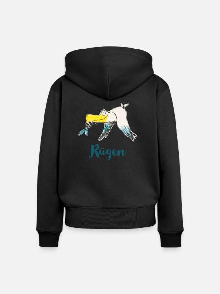 Rügen Möwe - Frauen Premium Bio Zip Hoodie - Schwarz