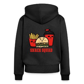 Snack Squad - Sweat à capuche zippé Premium bio Femme - noir - Dos - Julia (174cm)