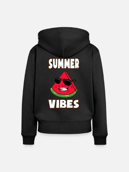 Melon Summer Vibes - Frauen Premium Bio Zip Hoodie - Schwarz