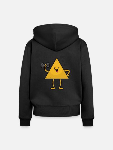 Chips in his Kettlebell - Frauen Premium Bio Zip Hoodie - Schwarz