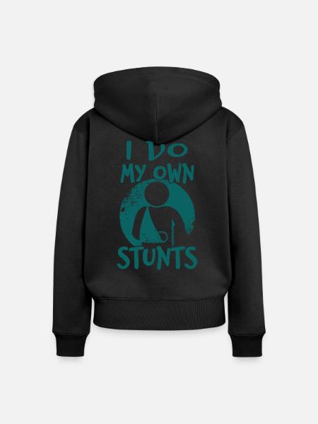 Own Stunts - Frauen Premium Bio Zip Hoodie - Schwarz