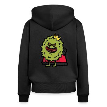 King Virus - Frauen Premium Bio Zip Hoodie - Schwarz - Hinten - Julia (174cm)