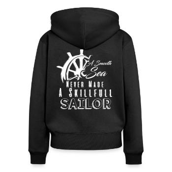 Smooth Sea Guter Segler Coole Sprüche Tshirt Meer - Frauen Premium Bio Zip Hoodie - Schwarz - Hinten - Julia (174cm)