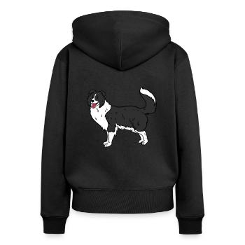 border collie - Frauen Premium Bio Zip Hoodie - Schwarz - Hinten - Julia (174cm)
