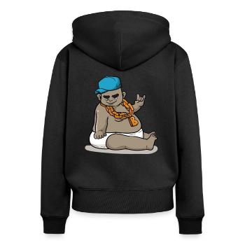 Bébé rappeur - Sweat à capuche zippé Premium bio Femme - noir - Dos - Julia (174cm)