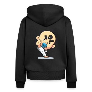 Karaté bébé - Sweat à capuche zippé Premium bio Femme - noir - Dos - Julia (174cm)