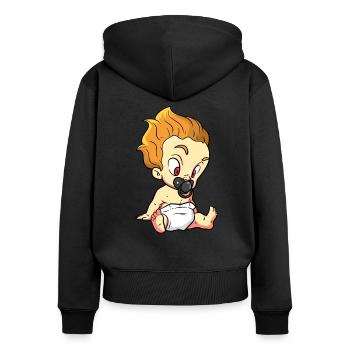 Garçon aux cheveux une flamme - Sweat à capuche zippé Premium bio Femme - noir - Dos - Julia (174cm)