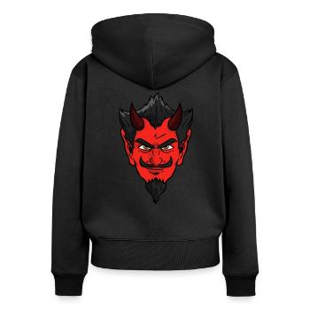 Visage de diable - Sweat à capuche zippé Premium bio Femme - noir - Dos - Julia (174cm)