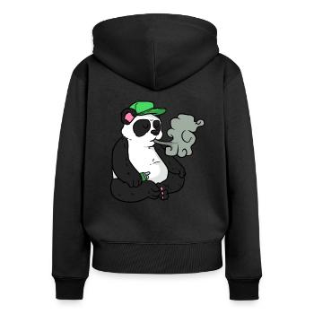 Fumer hipster panda - Sweat à capuche zippé Premium bio Femme - noir - Dos - Julia (174cm)
