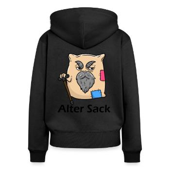 Alter Sack Ironisch Sarkasmus witzig - Frauen Premium Bio Zip Hoodie - Schwarz - Hinten - Julia (174cm)
