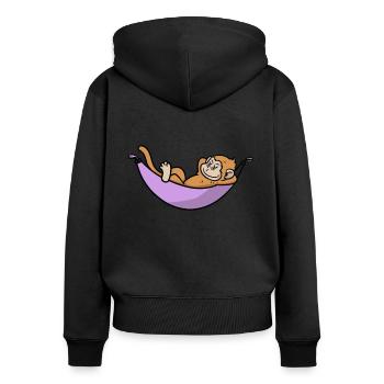 Singe drôle sur hamac en vacances - Sweat à capuche zippé Premium bio Femme - noir - Dos - Julia (174cm)