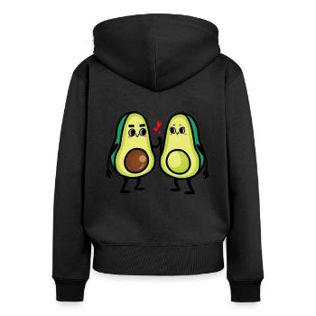 avocado päärchen niedlich date - Frauen Premium Bio Zip Hoodie - Schwarz - Hinten - Julia (174cm)