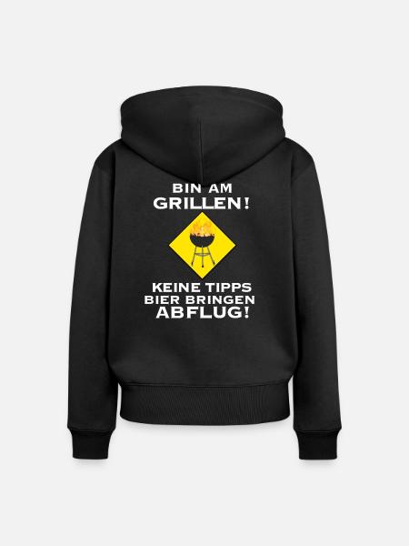 Grillmeister - Frauen Premium Bio Zip Hoodie - Schwarz