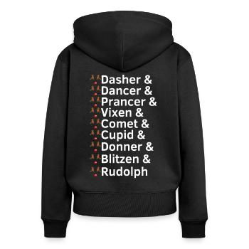 Rentier Namen Weihnachten - Frauen Premium Bio Zip Hoodie - Schwarz - Hinten - Julia (174cm)