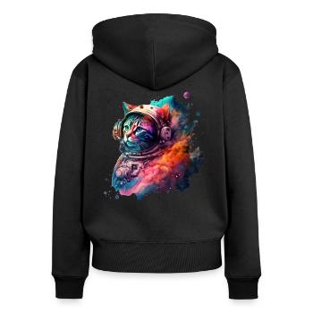 Cat Astronaut - Women's Premium Organic Zip Hoodie - black - Back - Julia (174cm)
