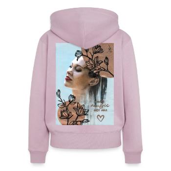 Make Music Not War - Women's Premium Organic Zip Hoodie - dusky pink - Back - Julia (174cm)
