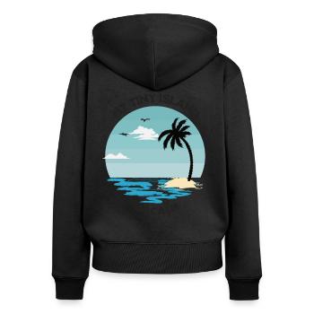 Island, beach and sea - my tiny island of calm - Women's Premium Organic Zip Hoodie - black - Back - Julia (174cm)