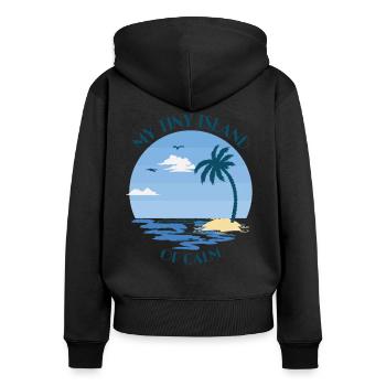 Palm tree, beach and sea - my tiny island of calm - Women's Premium Organic Zip Hoodie - black - Back - Julia (174cm)