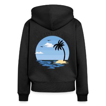 Palmier, plage et mer - ma petite île de calme - Sweat à capuche zippé Premium bio Femme - noir - Dos - Julia (174cm)