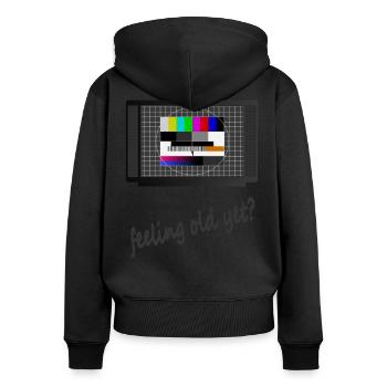 Image de test - Se sentir vieux encore - Sweat à capuche zippé Premium bio Femme - noir - Dos - Julia (174cm)