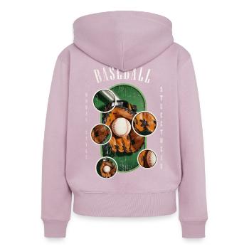 Baseball Ball Handschuh Schläger Vintage Retro - Frauen Premium Bio Zip Hoodie - Altrosa - Hinten - Julia (174cm)