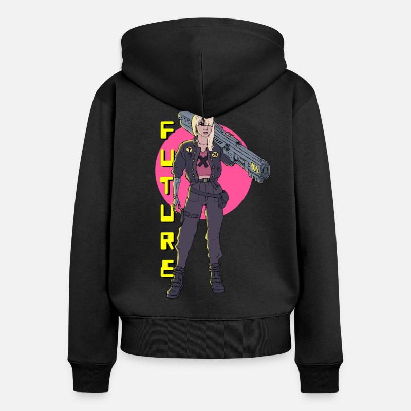 Fille Cyberpunk - Sweat à capuche zippé Premium bio Femme - noir