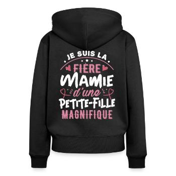 Stolze Oma einer großartigen Enkelin - Frauen Premium Bio Zip Hoodie - Schwarz - Hinten - Julia (174cm)