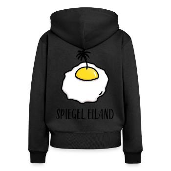 Spiegelei Island Insel Eier Palme Spiegel Eiland - Frauen Premium Bio Zip Hoodie - Schwarz - Hinten - Julia (174cm)
