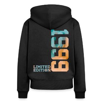 27TH BIRTHDAY LIMITED EDITION 1999 - Women's Premium Organic Zip Hoodie - black - Back - Julia (174cm)