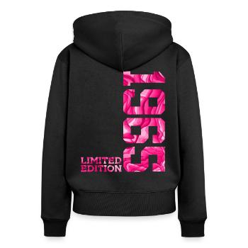 61. GEBURTSTAG PINK LIMITED EDITION 1965 - Frauen Premium Bio Zip Hoodie - Schwarz - Hinten - Julia (174cm)