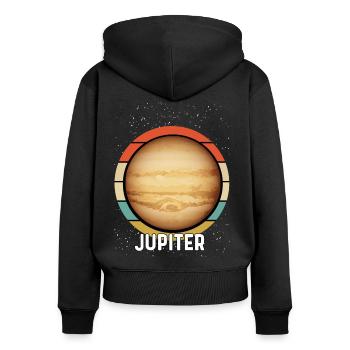 Planet Jupiter - Frauen Premium Bio Zip Hoodie - Schwarz - Hinten - Julia (174cm)
