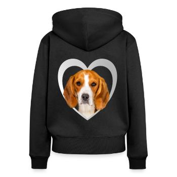 I Love My Beagle - HerzDesign - Beagle - Sweat à capuche zippé Premium bio Femme - noir - Dos - Julia (174cm)