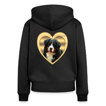 Berner Sennenhund - Berner Sennenhund Hund - Herz - Frauen Premium Bio Zip Hoodie - Schwarz - Hinten - Julia (174cm)