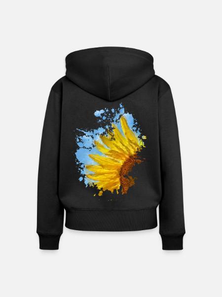 Sonnenblume - Frauen Premium Bio Zip Hoodie - Schwarz
