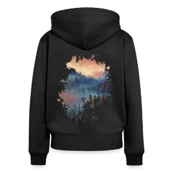 Landschaft - Frauen Premium Bio Zip Hoodie - Schwarz - Hinten - Julia (174cm)