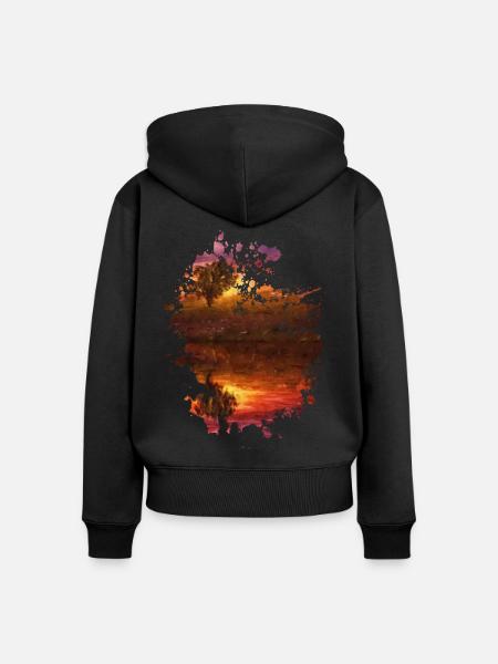 Sonne - Frauen Premium Bio Zip Hoodie - Schwarz