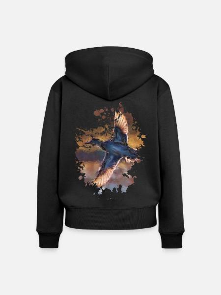 Vogel - Frauen Premium Bio Zip Hoodie - Schwarz