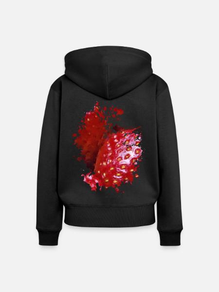 Strawberry - Frauen Premium Bio Zip Hoodie - Schwarz