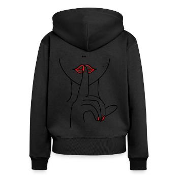 Frauengesicht mit Hand - Frauen Premium Bio Zip Hoodie - Schwarz - Hinten - Julia (174cm)
