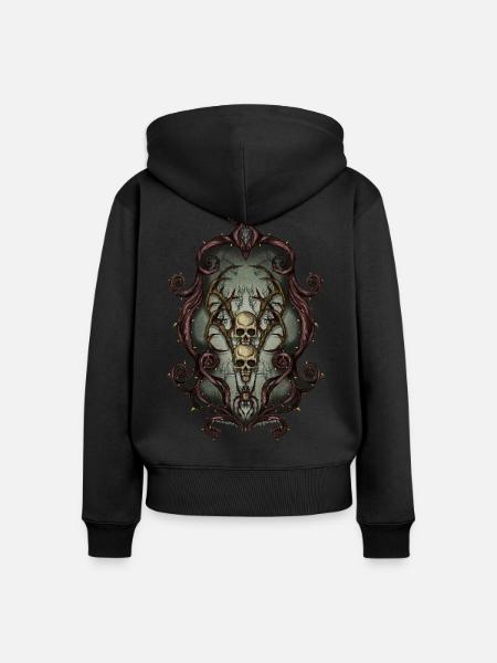 Rahmen Schädel - Frauen Premium Bio Zip Hoodie - Schwarz