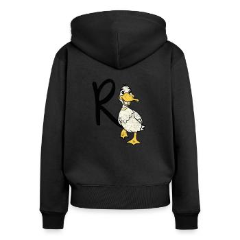 Rente - Ruhestand - Rentner - Frauen Premium Bio Zip Hoodie - Schwarz - Hinten - Julia (174cm)