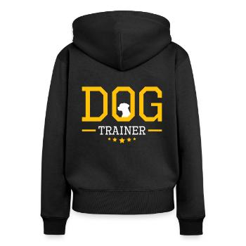 Hundetrainer - Frauen Premium Bio Zip Hoodie - Schwarz - Hinten - Julia (174cm)