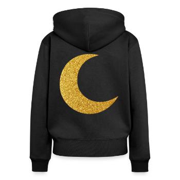Glitter Moon. - Frauen Premium Bio Zip Hoodie - Schwarz - Hinten - Julia (174cm)